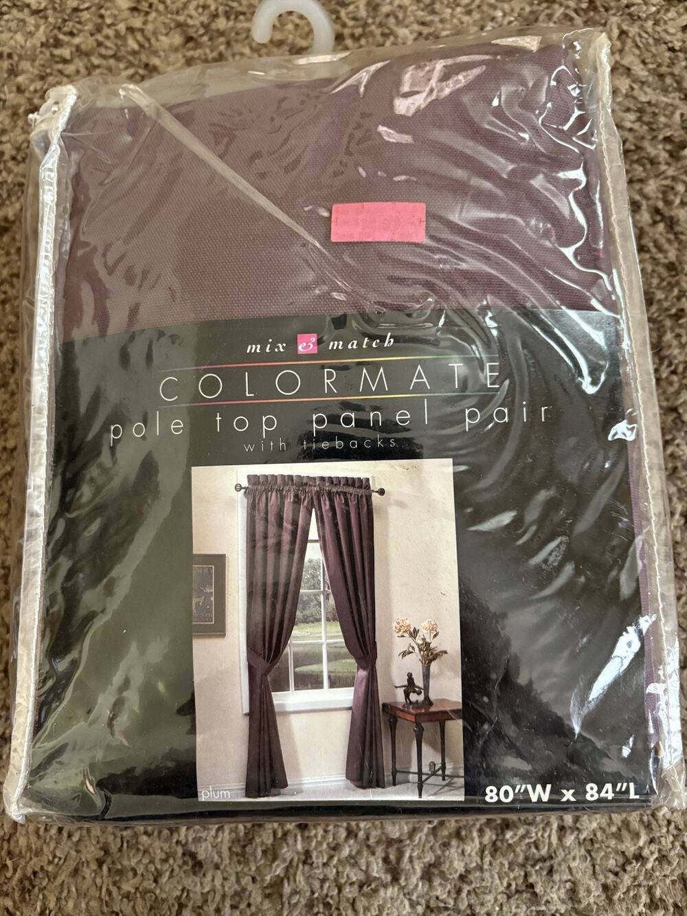 Curtain Panels NOS Sears 100% Cotton Duck Plum Purple Pair 80x84”